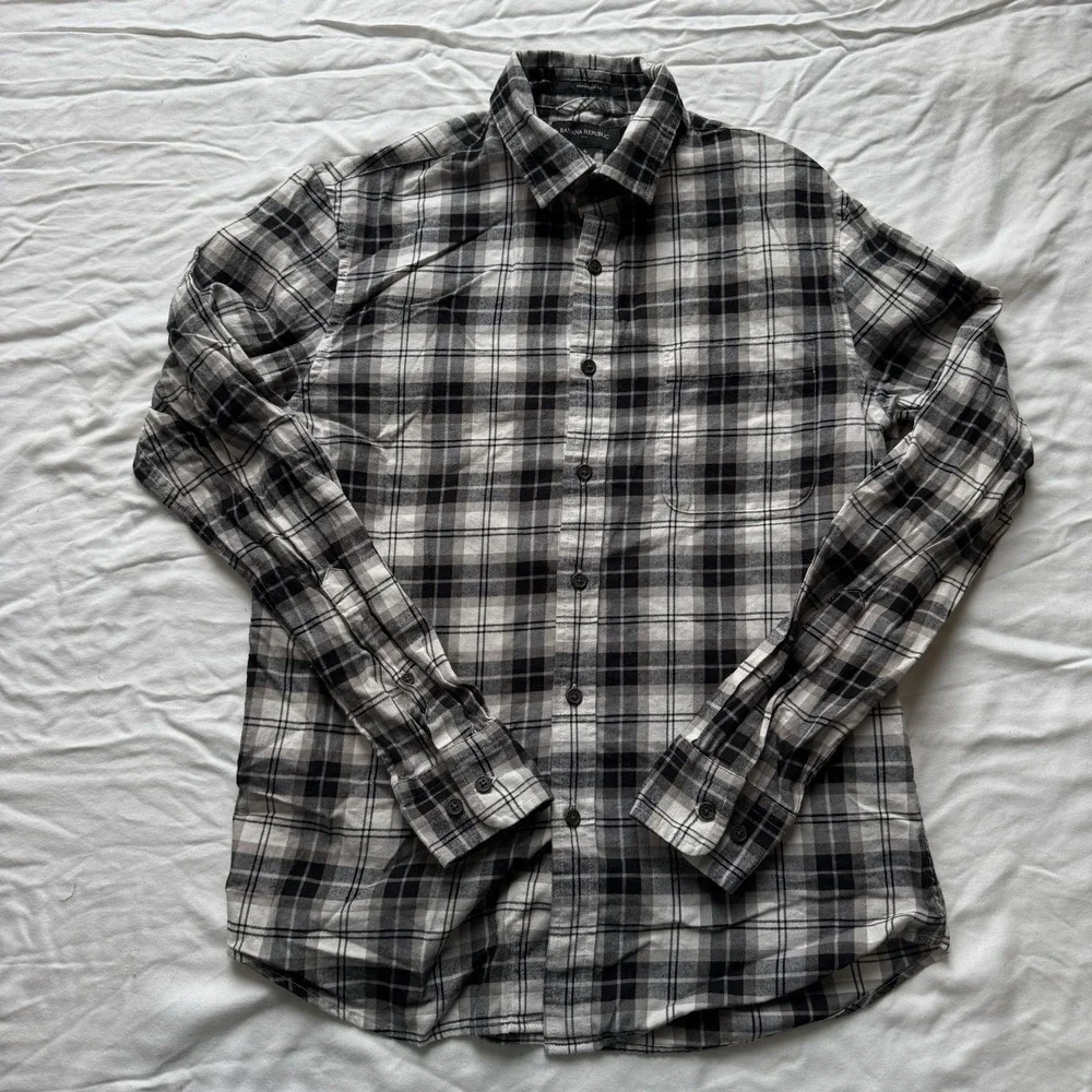 Banana Republic 100% Cotton Untucked Fit‎ Men's S Plaid Luxe Lumberjack Preppy